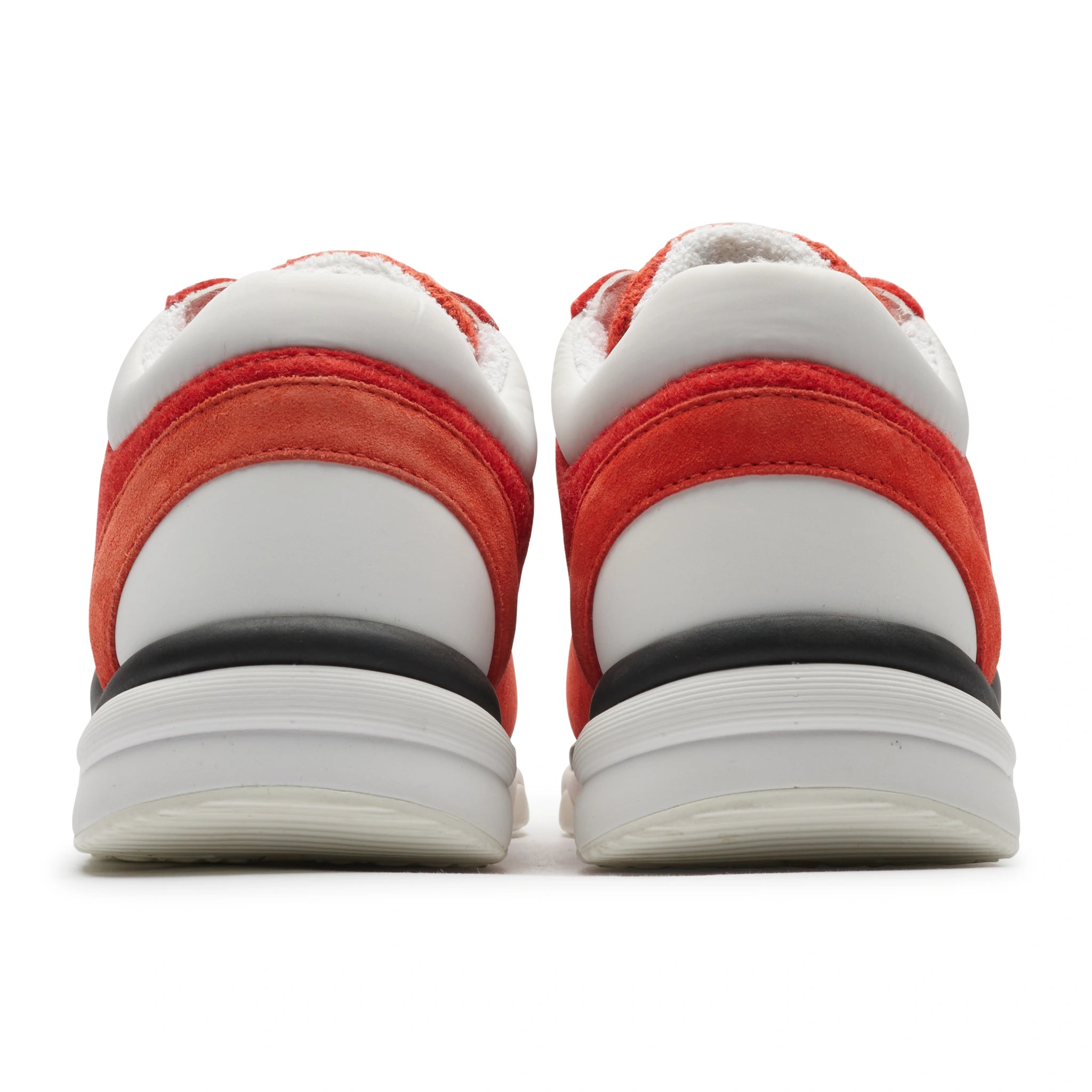 Back view of Chanel CC Logo Suede Red Tweed Sneaker